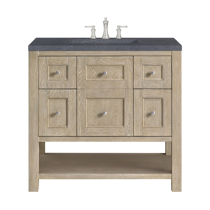 Breckenridge 36" Single Vanity, Whitewashed Oak w/ 3 CM Charcoal Soapstone Silestone Top