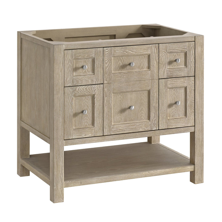 Breckenridge 36" Single Vanity, Whitewashed Oak w/ 3 CM Parisien Bleu Silestone Top