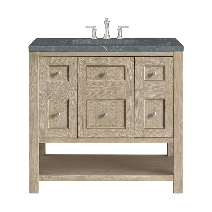 Breckenridge 36" Single Vanity, Whitewashed Oak w/ 3 CM Parisien Bleu Silestone Top