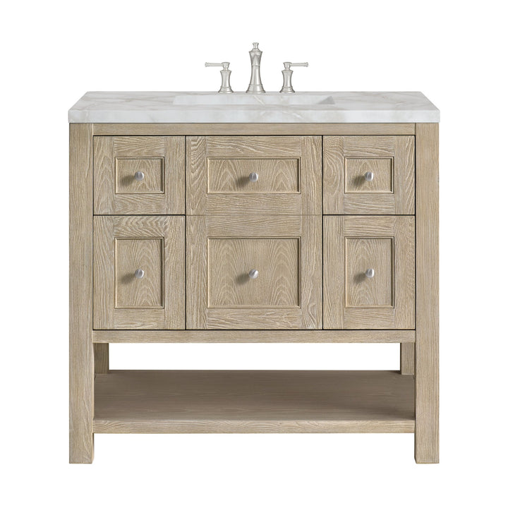 Breckenridge 36" Single Vanity, Whitewashed Oak w/ 3 CM Victorian Silver Silestone Top