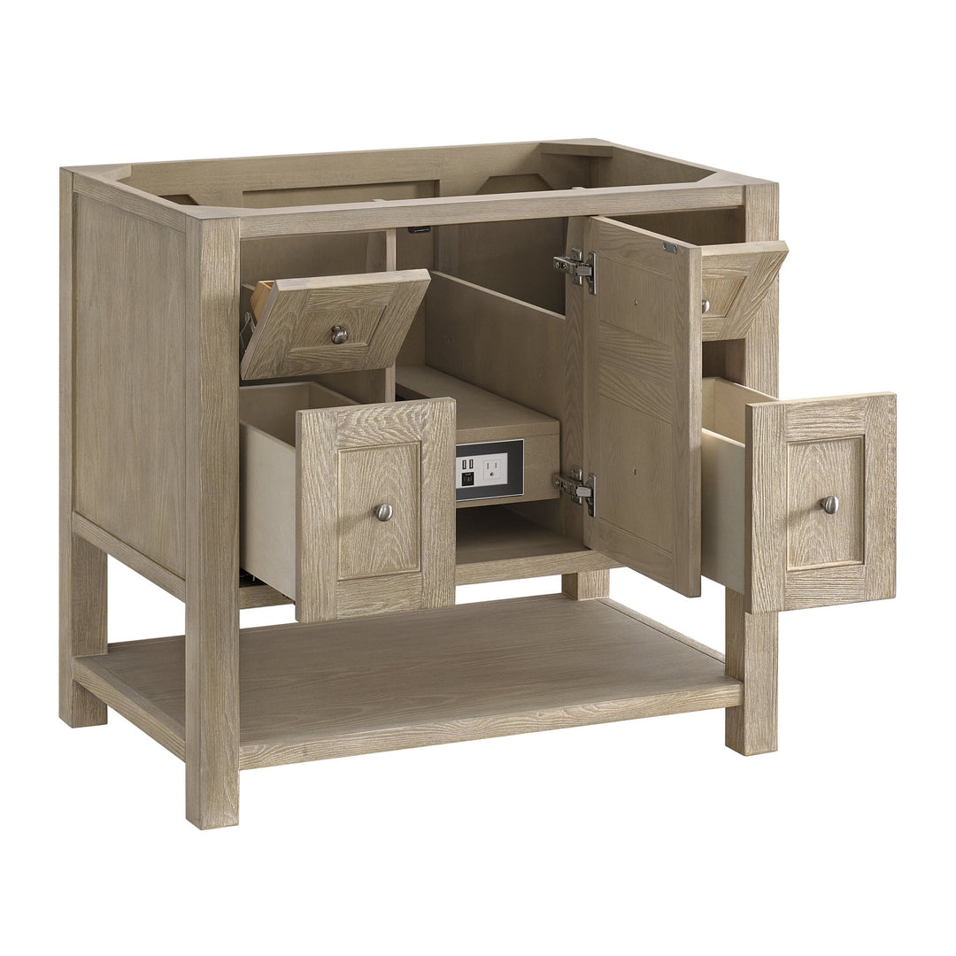 Breckenridge 36" Single Vanity, Whitewashed Oak w/ 3 CM White Zeus Silestone Top