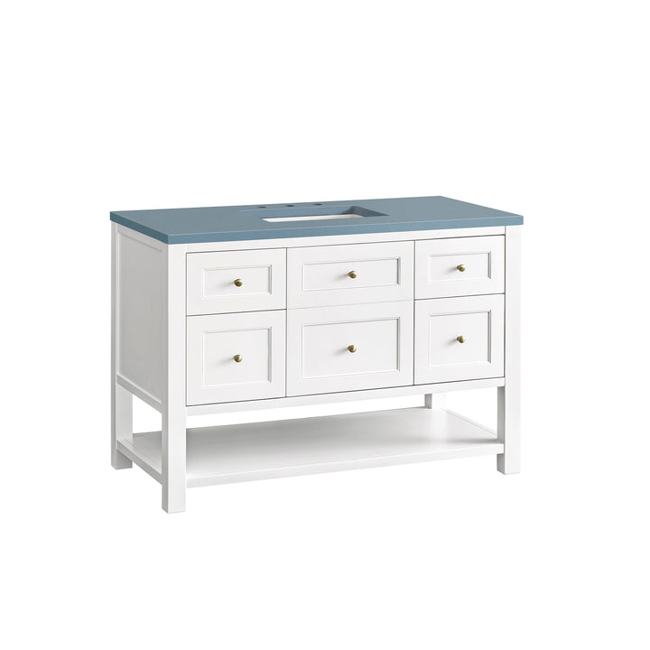 Breckenridge 48" Single Vanity, Bright White w/ 3 CM Cala Blue Top