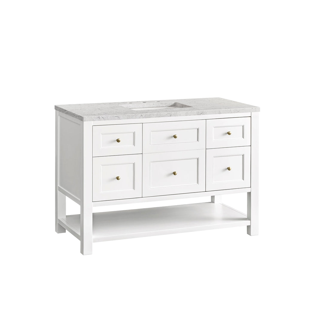 Breckenridge 48" Single Vanity, Bright White w/ 3 CM Eternal Jasmine Pearl Top w/FreePower Wireless Charger
