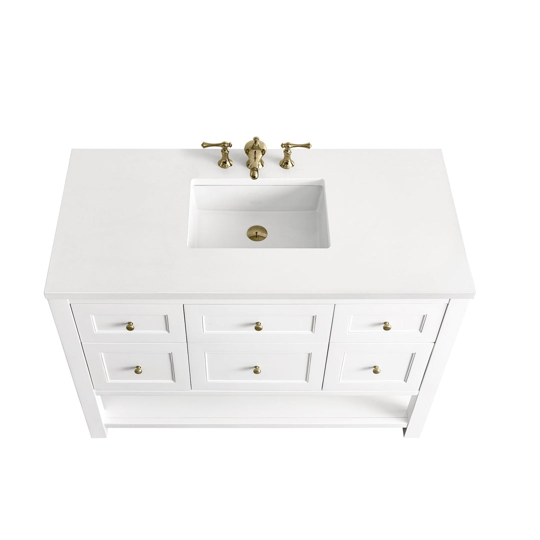 Breckenridge 48" Single Vanity, Bright White w/ 3 CM White Zeus Top