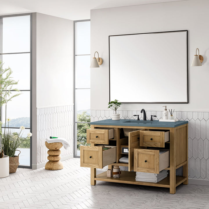 Breckenridge 48" Single Vanity, Light Natural Oak w/ 3 CM Cala Blue Top