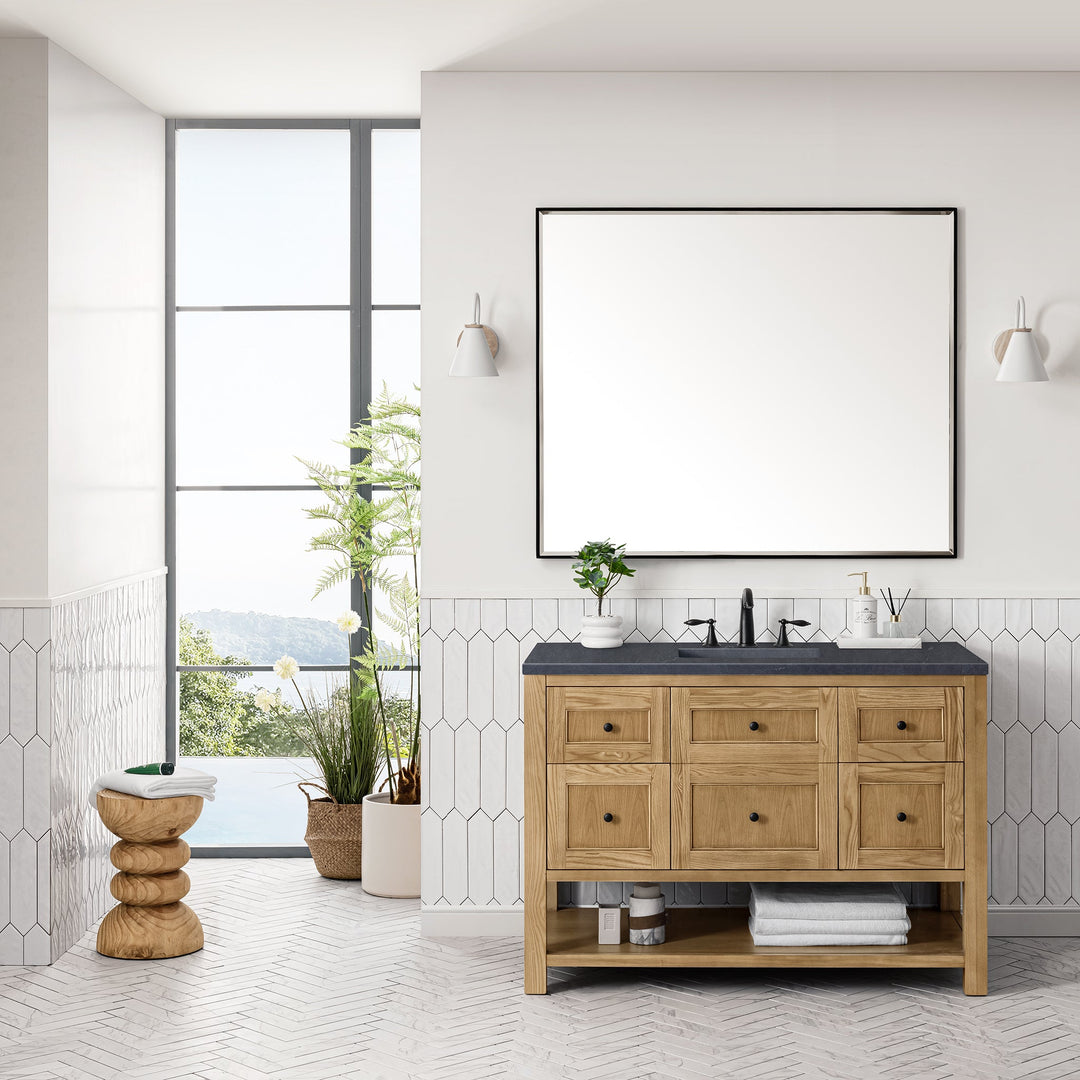 Breckenridge 48" Single Vanity, Light Natural Oak w/ 3 CM Charcoal Soapstone Top
