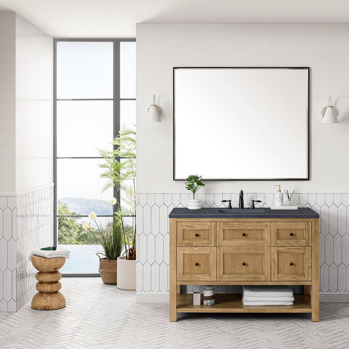 Breckenridge 48" Single Vanity, Light Natural Oak w/ 3 CM Charcoal Soapstone Top