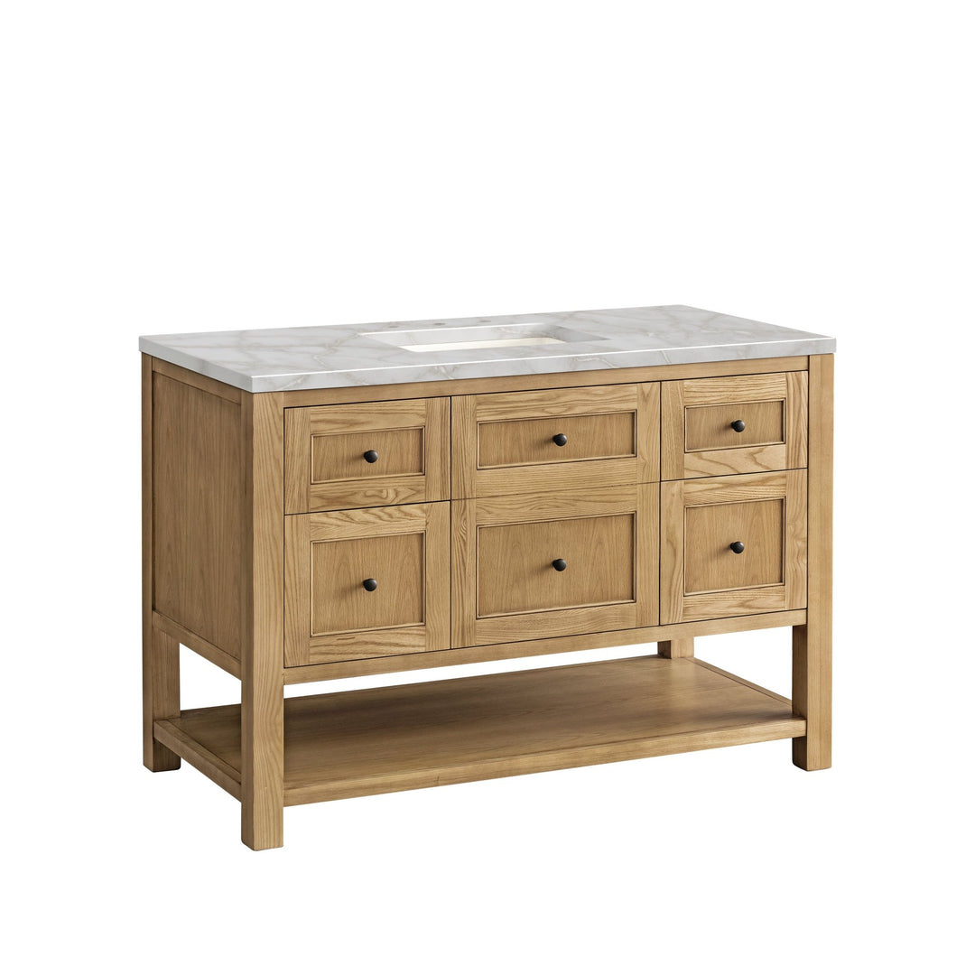 Breckenridge 48" Single Vanity, Light Natural Oak w/ 3 CM Victorian Silver Top
