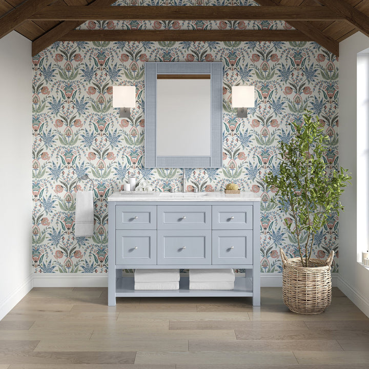 Breckenridge 48" Single Vanity, Serenity Blue, w/ 3 CM Arctic Fall Solid Surface Top
