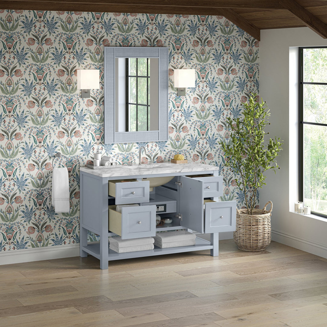 Breckenridge 48" Single Vanity, Serenity Blue, w/ 3 CM Carrara Marble Top