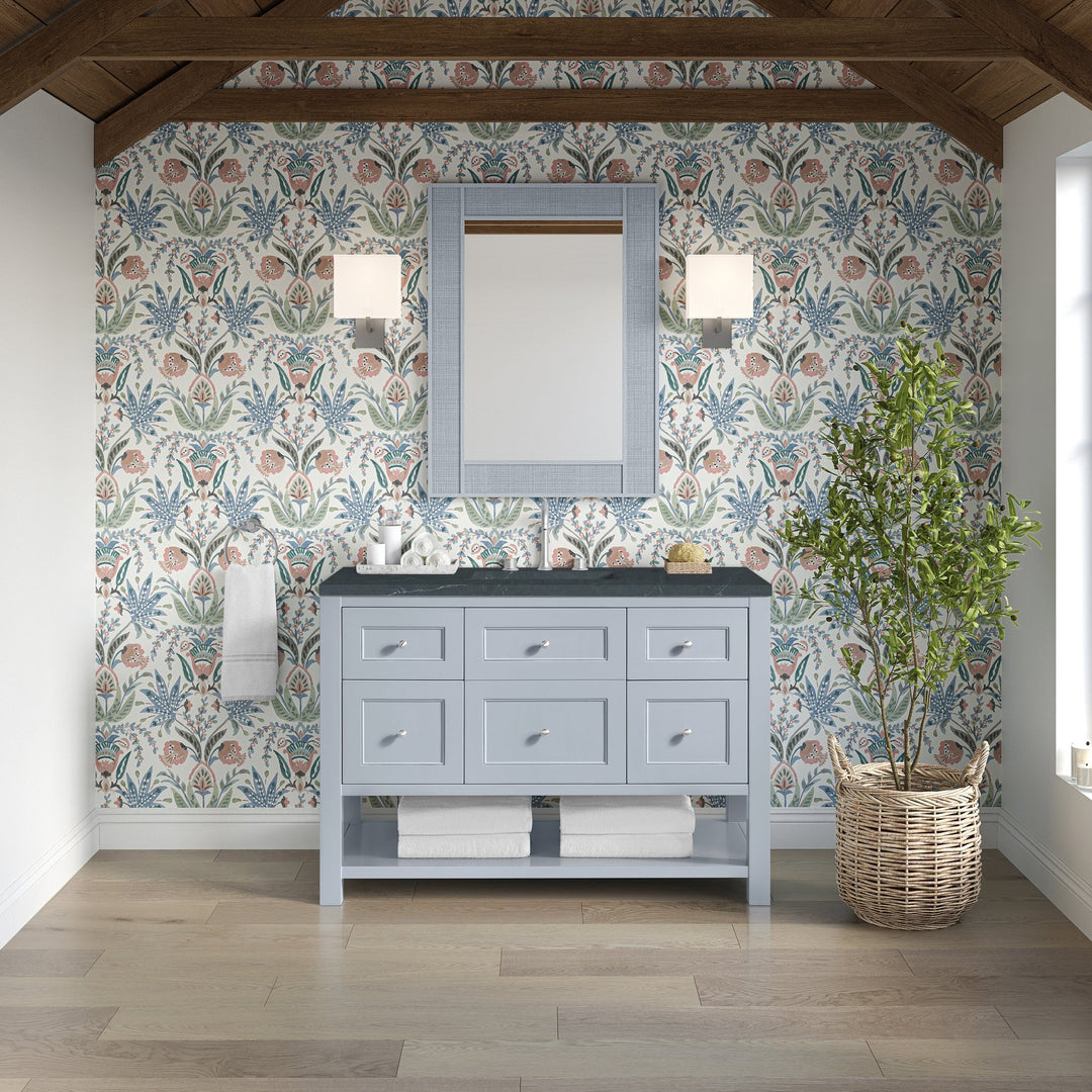 Breckenridge 48" Single Vanity, Serenity Blue, w/ 3 CM Charcoal Soapstone Quartz Top