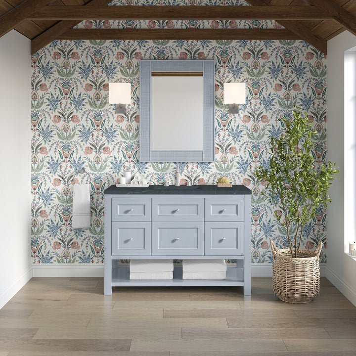Breckenridge 48" Single Vanity, Serenity Blue, w/ 3 CM Charcoal Soapstone Quartz Top