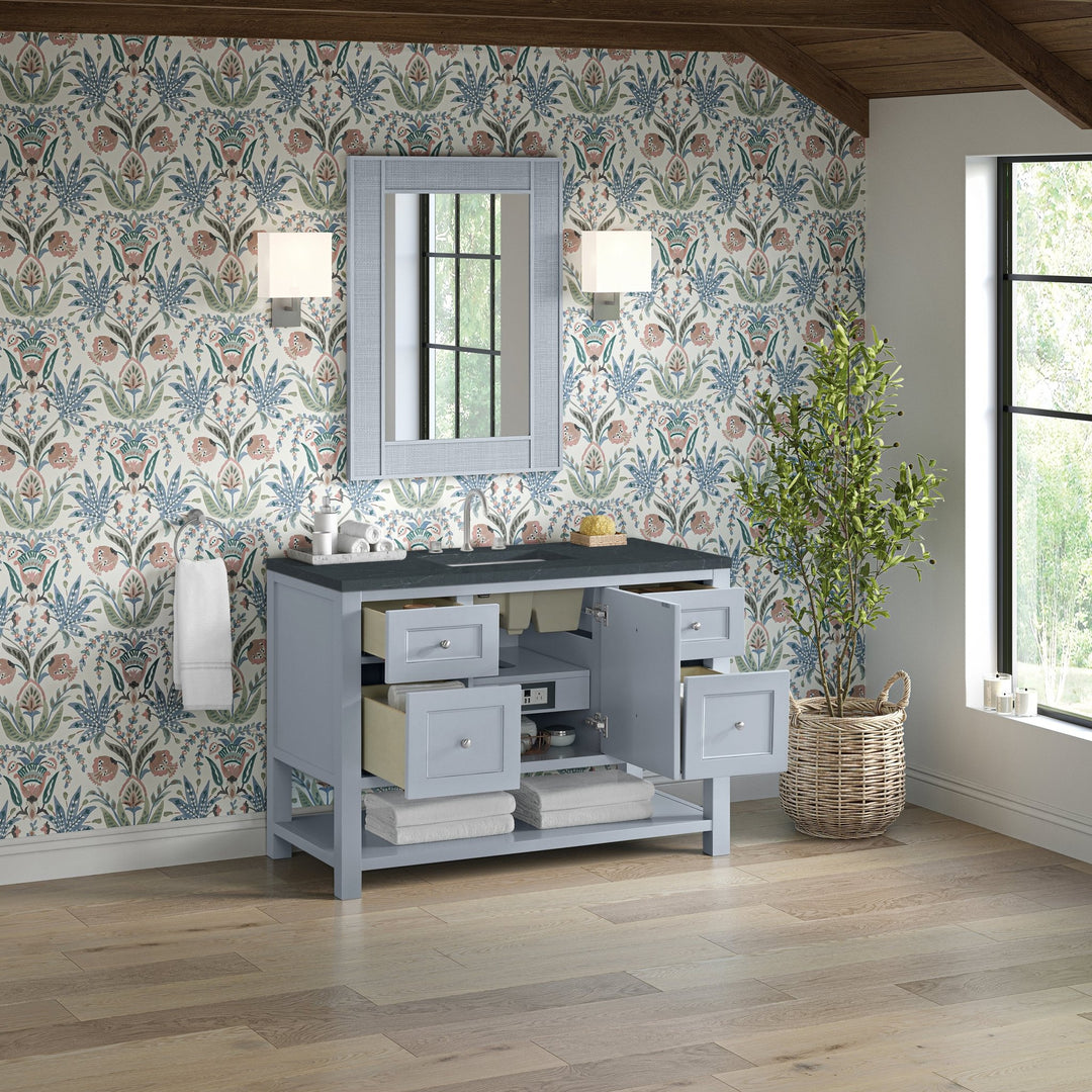 Breckenridge 48" Single Vanity, Serenity Blue, w/ 3 CM Charcoal Soapstone Quartz Top