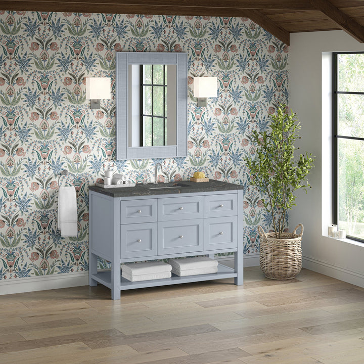 Breckenridge 48" Single Vanity, Serenity Blue, w/ 3 CM Parisien Bleu Quartz Top