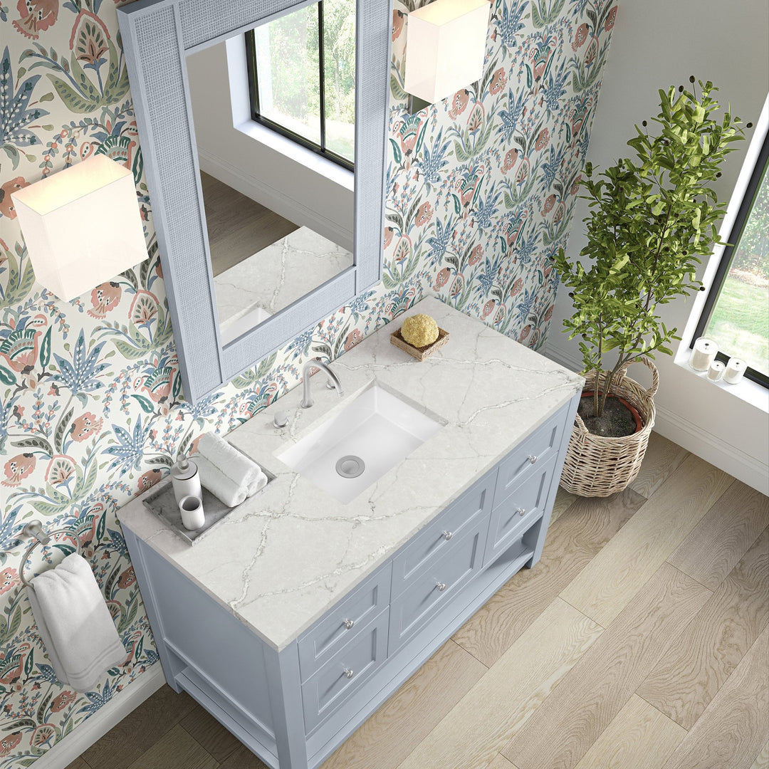 Breckenridge 48" Single Vanity, Serenity Blue, w/ 3 CM Victorian Silver Quartz Top