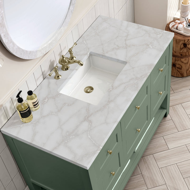 Breckenridge 48" Single Vanity, Smokey Celadon w/ 3 CM Victorian Silver Top w/FreePower Wireless Charger