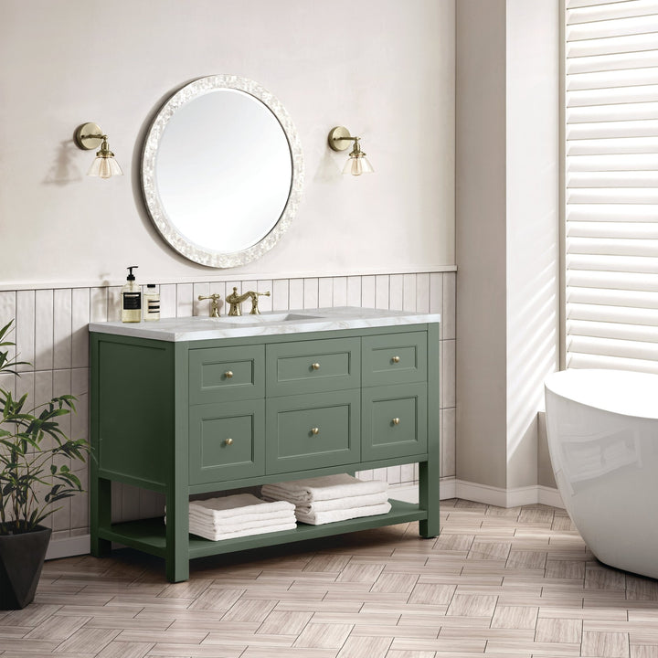 Breckenridge 48" Single Vanity, Smokey Celadon w/ 3 CM Victorian Silver Top w/FreePower Wireless Charger
