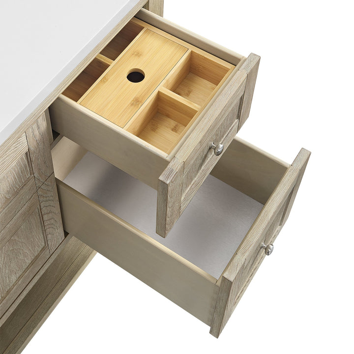 Breckenridge 48" Single Vanity, Whitewashed Oak w/ 3 CM Arctic Fall Solid Surface Top