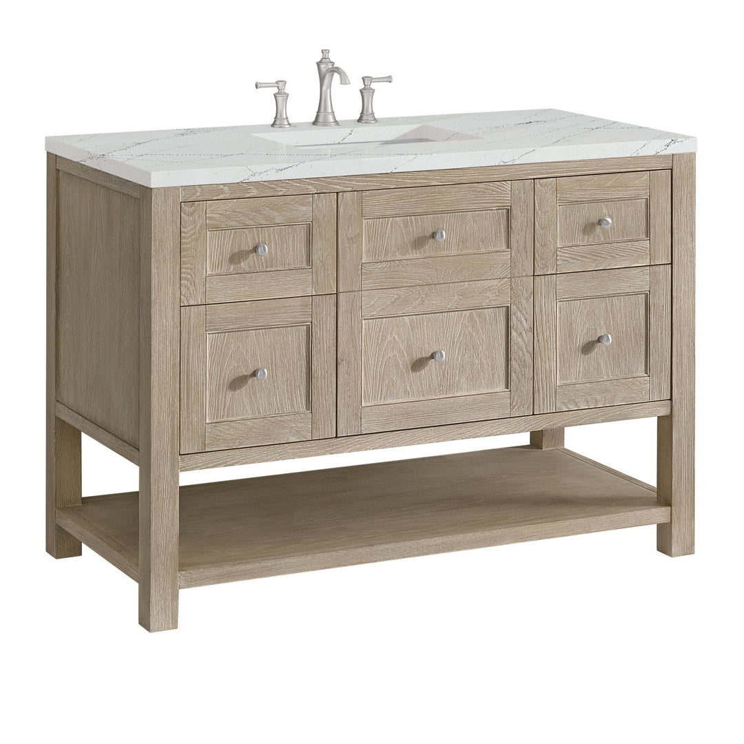 Breckenridge 48" Single Vanity, Whitewashed Oak w/ 3 CM Ethereal Noctis Silestone Top