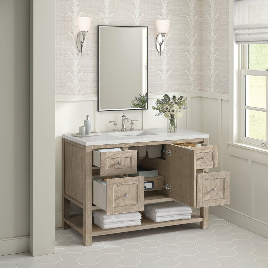 Breckenridge 48" Single Vanity, Whitewashed Oak w/ 3 CM Lime Delight Silestone Top