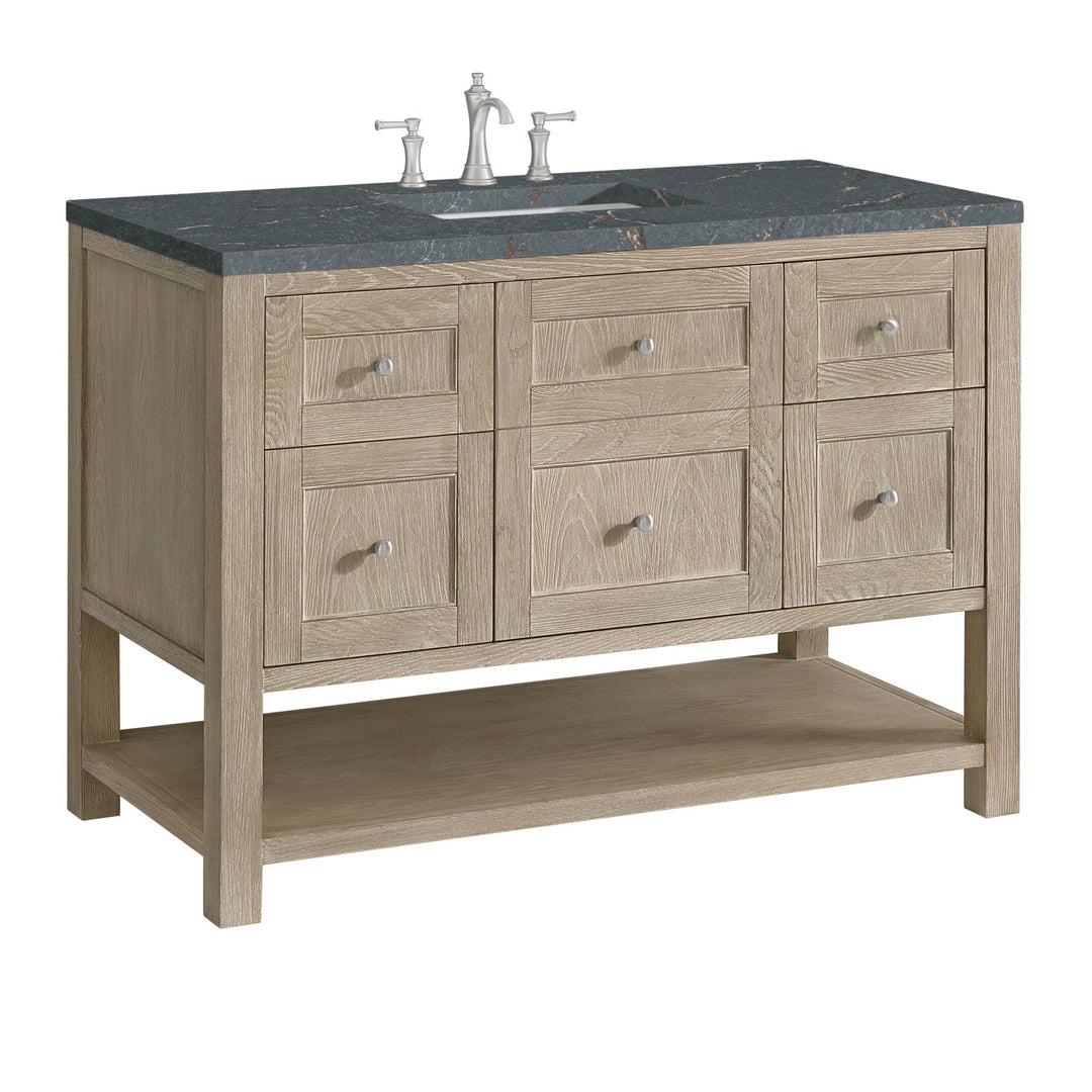 Breckenridge 48" Single Vanity, Whitewashed Oak w/ 3 CM Parisien Bleu Silestone Top
