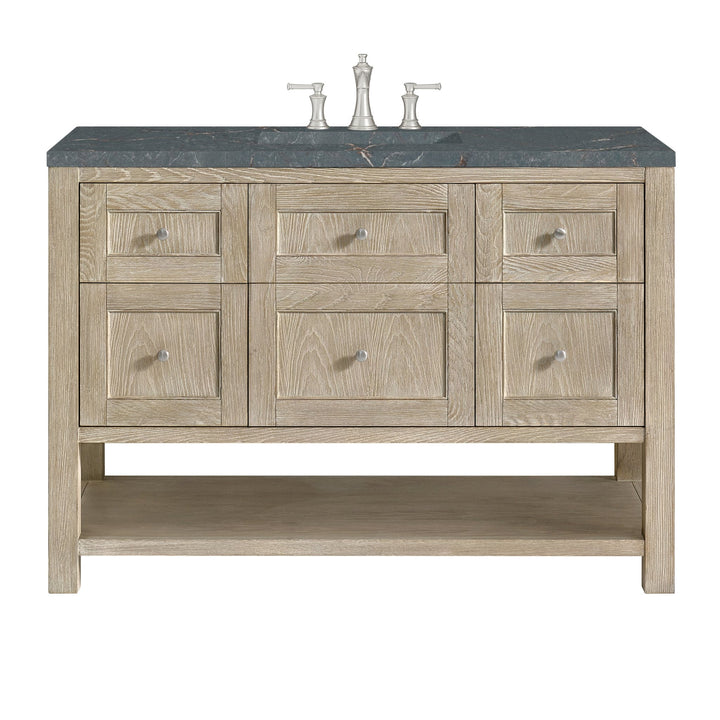 Breckenridge 48" Single Vanity, Whitewashed Oak w/ 3 CM Parisien Bleu Silestone Top w/FreePower Wireless Charger