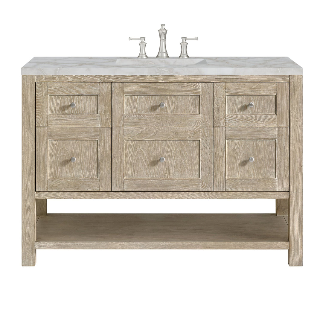 Breckenridge 48" Single Vanity, Whitewashed Oak w/ 3 CM Victorian Silver Silestone Top w/FreePower Wireless Charger