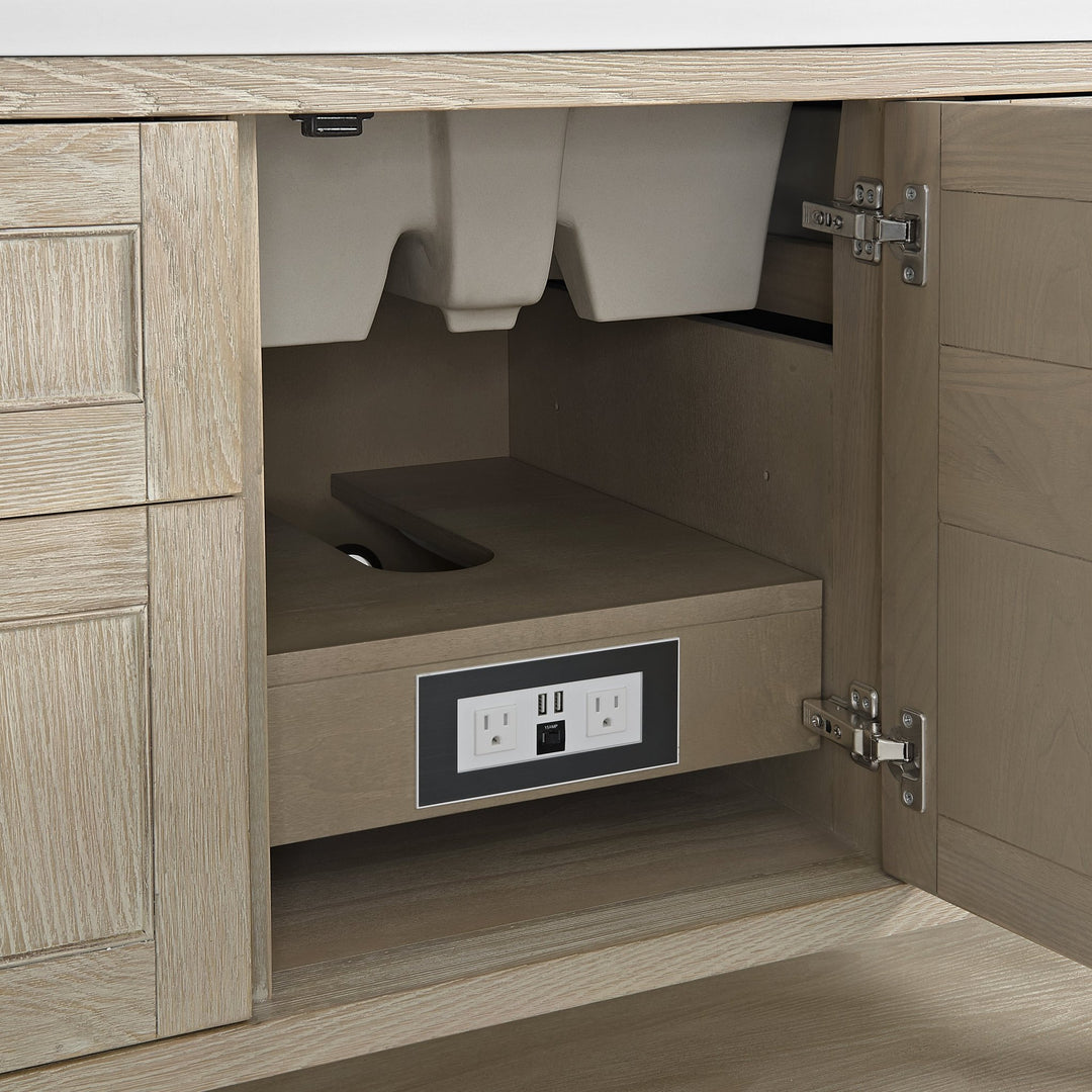 Breckenridge 48" Single Vanity, Whitewashed Oak w/ 3 CM White Zeus Silestone Top