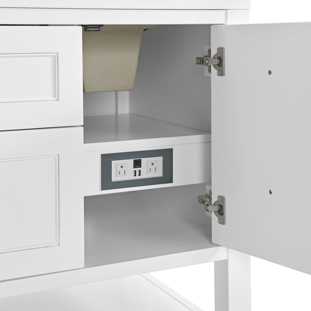 Breckenridge 60" Double Vanity, Bright White, w/ 3 CM Arctic Fall Solid Surface Top