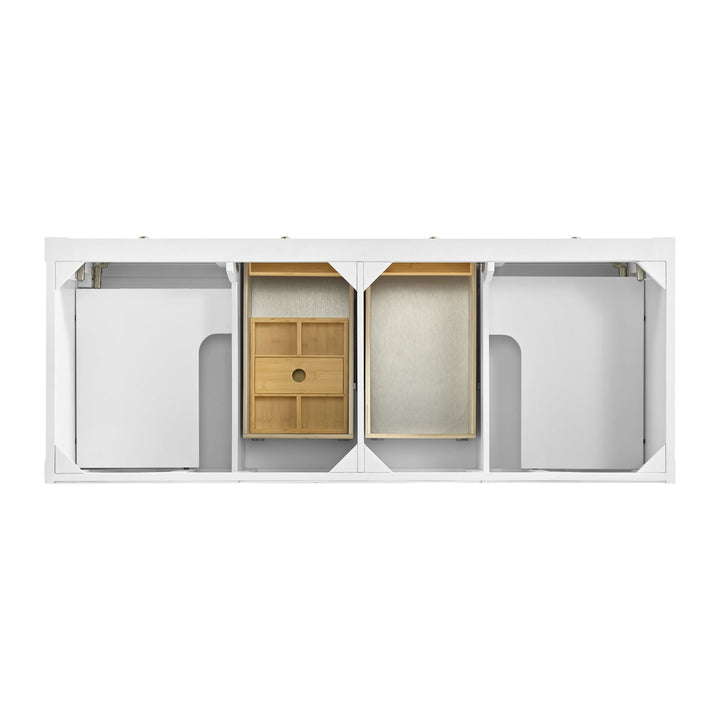 Breckenridge 60" Double Vanity, Bright White, w/ 3 CM Eternal Marfil Quartz Top