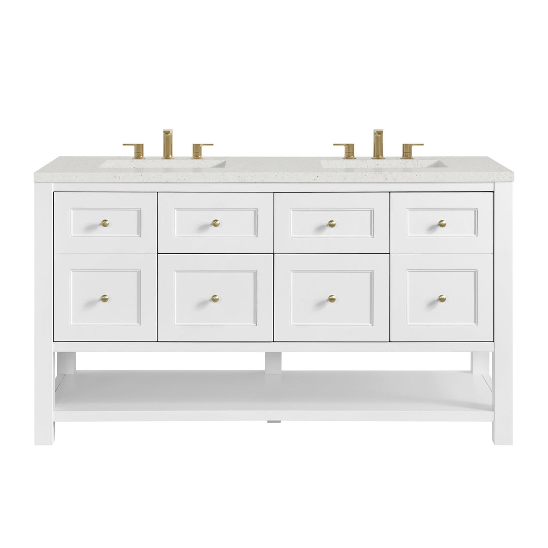 Breckenridge 60" Double Vanity, Bright White, w/ 3 CM Lime Delight Quartz Top