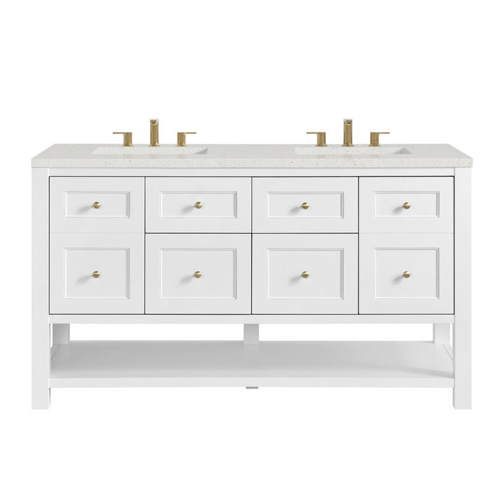 Breckenridge 60" Double Vanity, Bright White, w/ 3 CM Lime Delight Quartz Top