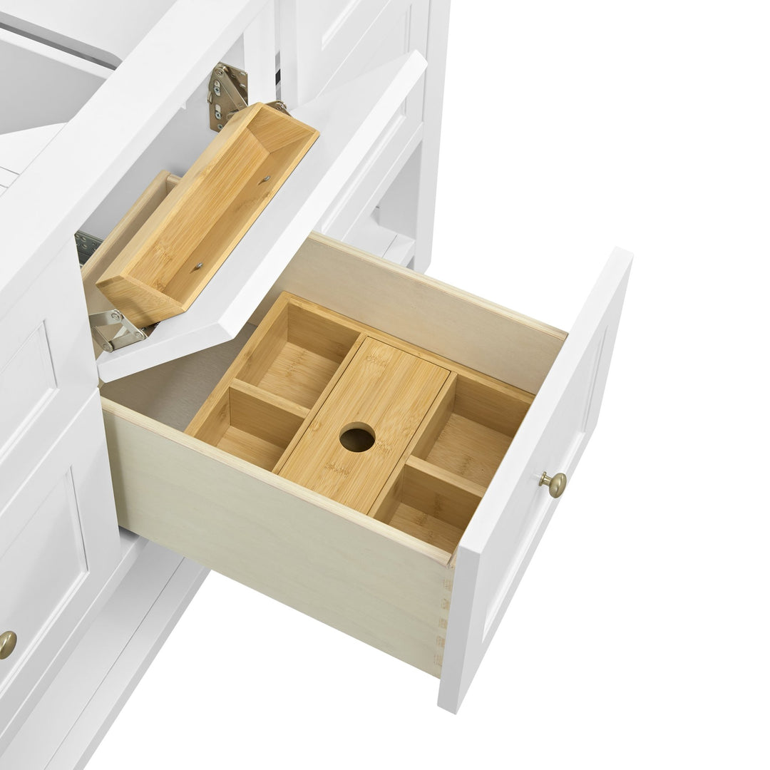 Breckenridge 60" Double Vanity, Bright White, w/ Single Hole 3 CM White Zeus Quartz Top & Backsplash