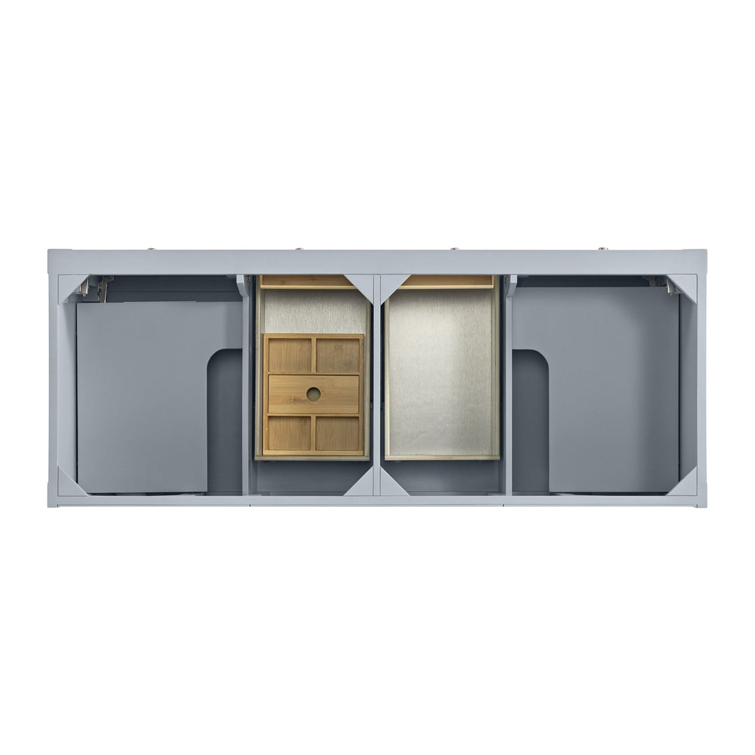 Breckenridge 60" Double Vanity, Serenity Blue, w/ 3 CM Arctic Fall Solid Surface Top