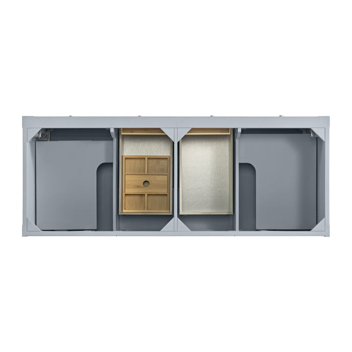 Breckenridge 60" Double Vanity, Serenity Blue, w/ 3 CM Arctic Fall Solid Surface Top