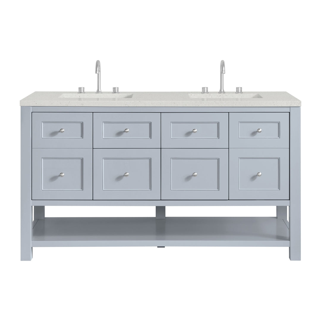 Breckenridge 60" Double Vanity, Serenity Blue, w/ 3 CM Lime Delight Quartz Top