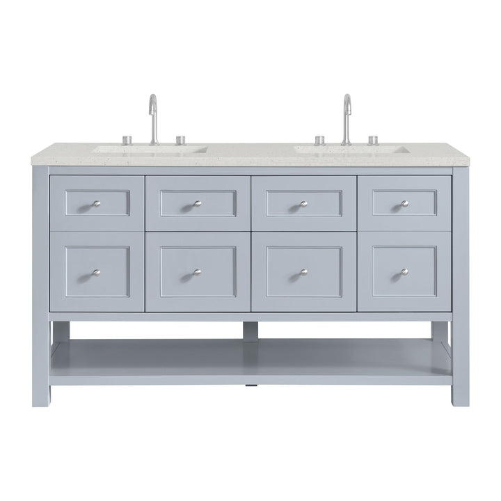 Breckenridge 60" Double Vanity, Serenity Blue, w/ 3 CM Lime Delight Quartz Top