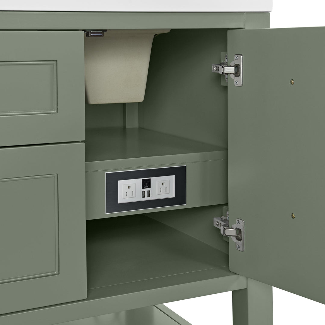 Breckenridge 60" Double Vanity, Smokey Celadon, w/ 3 CM Charcoal Soapstone Quartz Top