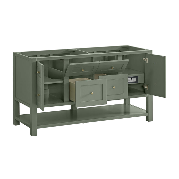Breckenridge 60" Double Vanity, Smokey Celadon, w/ 3 CM Victorian Silver Quartz Top