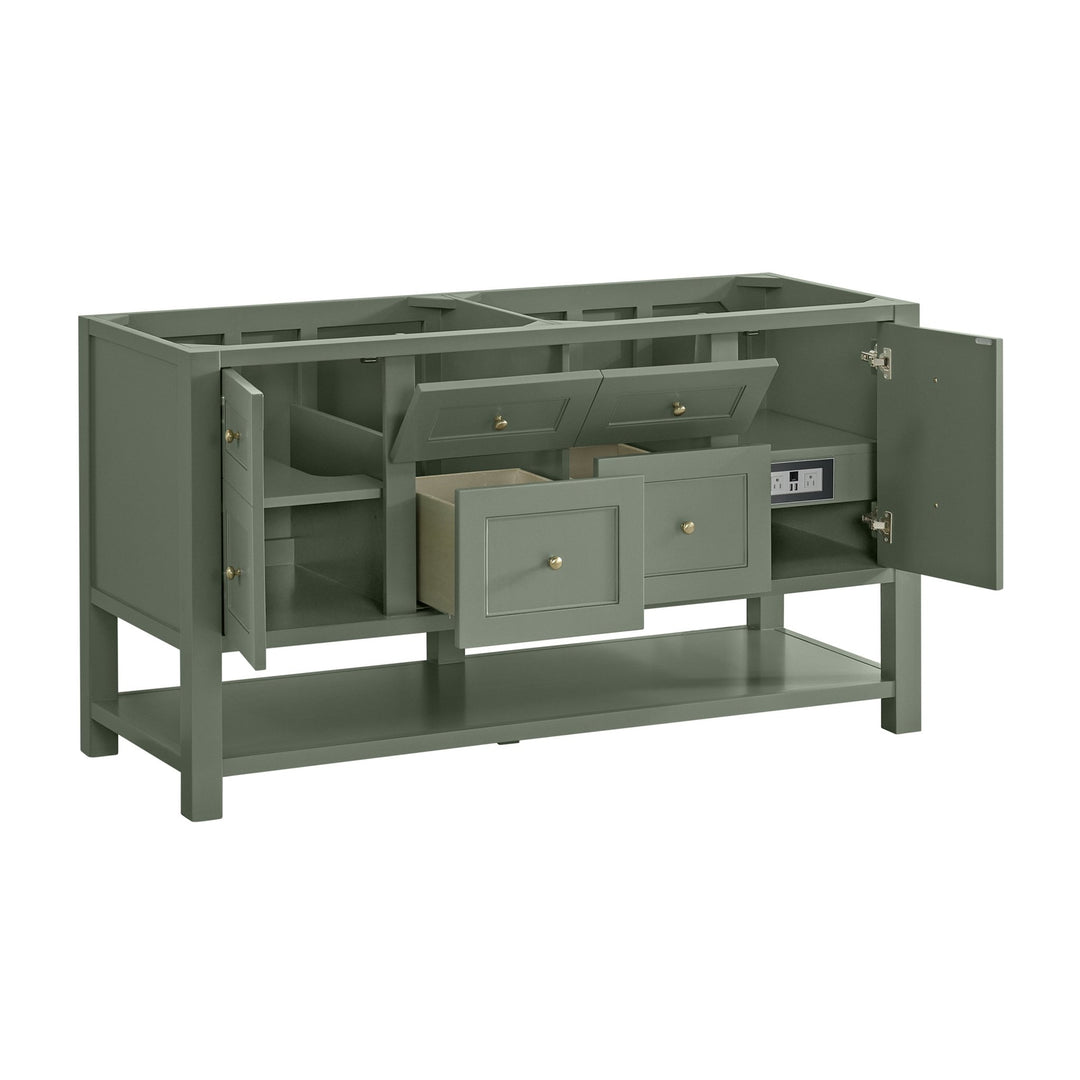 Breckenridge 60" Double Vanity, Smokey Celadon, w/ 3 CM White Zeus Quartz Top