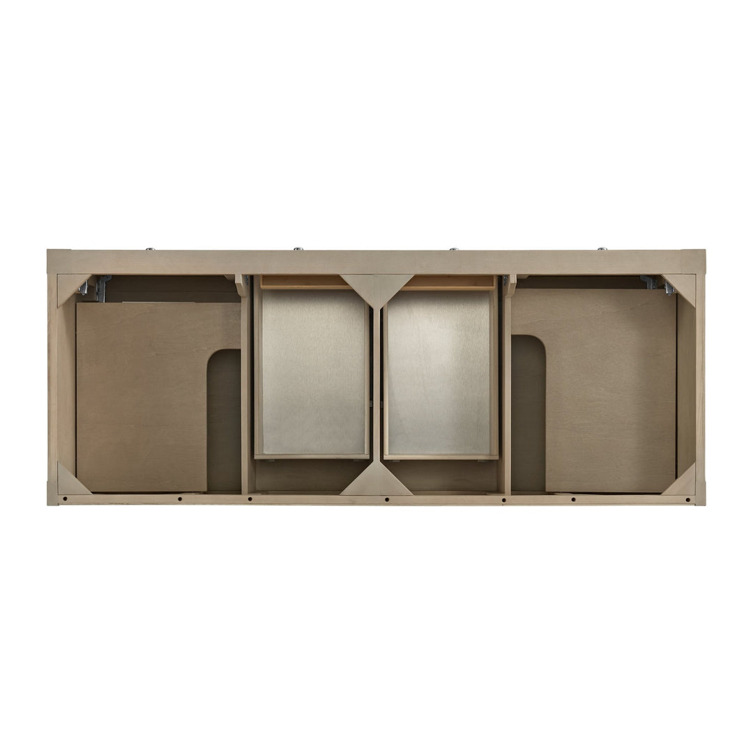 Breckenridge 60" Double Vanity, Whitewashed Oak, w/ 3 CM Arctic Fall Solid Surface Top
