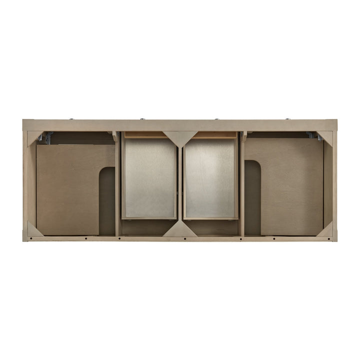 Breckenridge 60" Double Vanity, Whitewashed Oak, w/ 3 CM Arctic Fall Solid Surface Top
