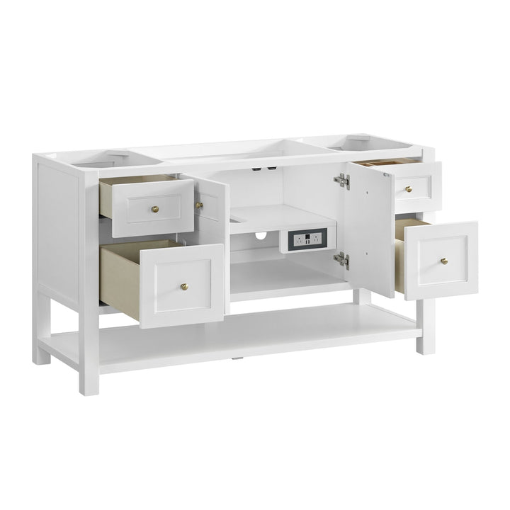 Breckenridge 60" Single Vanity, Bright White, w/ 3 CM Arctic Fall Solid Surface Top