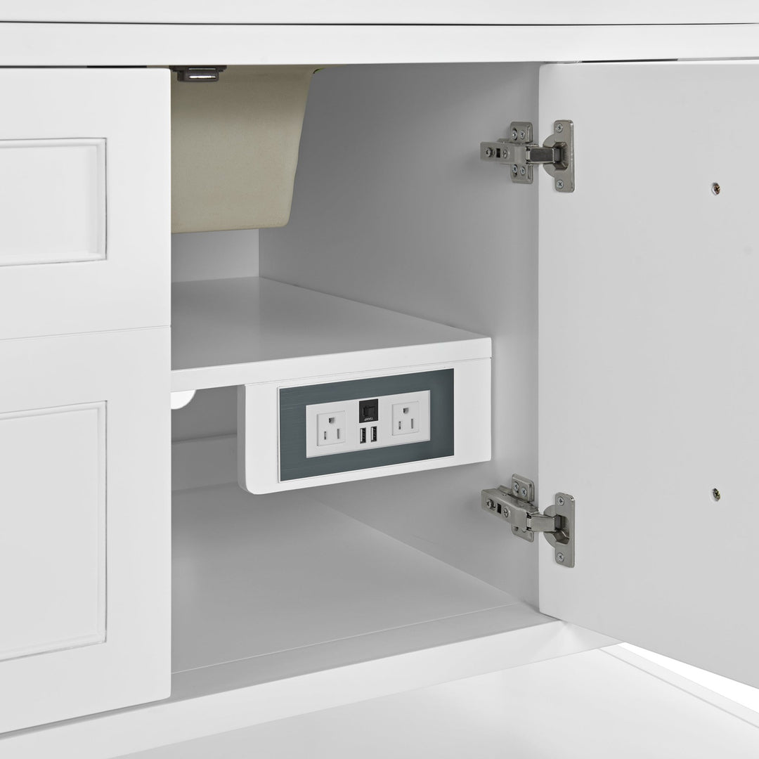 Breckenridge 60" Single Vanity, Bright White, w/ 3 CM Arctic Fall Solid Surface Top