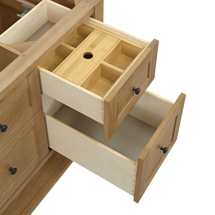 Breckenridge 60" Single Vanity, Light Natural Oak, w/ 3 CM Arctic Fall Solid Surface Top