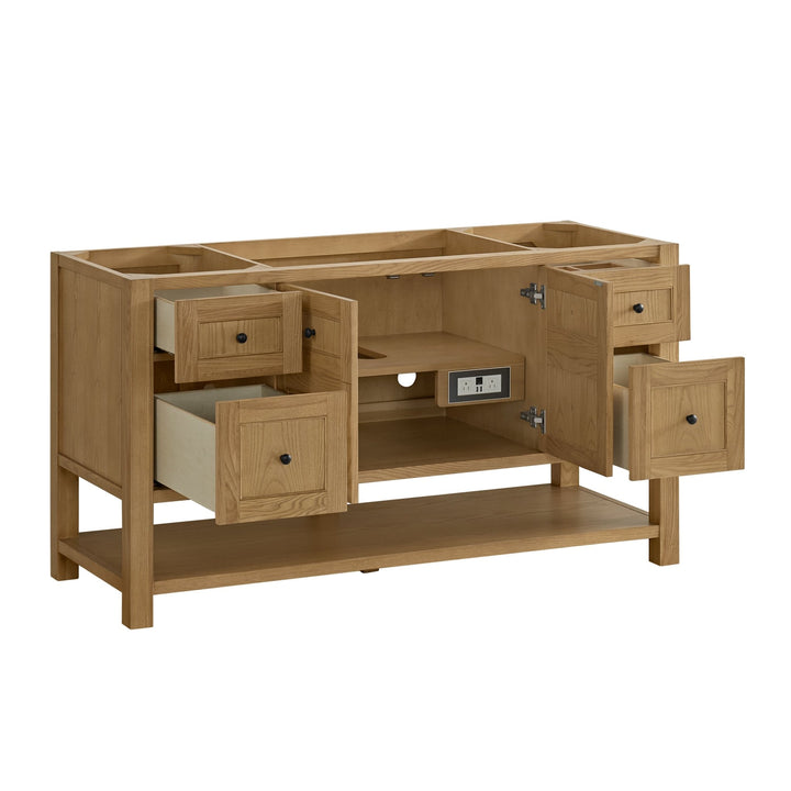 Breckenridge 60" Single Vanity, Light Natural Oak, w/ 3 CM Charcoal Soapstone Quartz Top