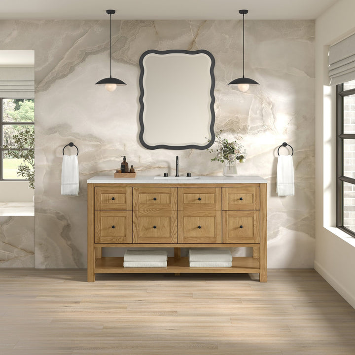 Breckenridge 60" Single Vanity, Light Natural Oak, w/ 3 CM Lime Delight Quartz Top