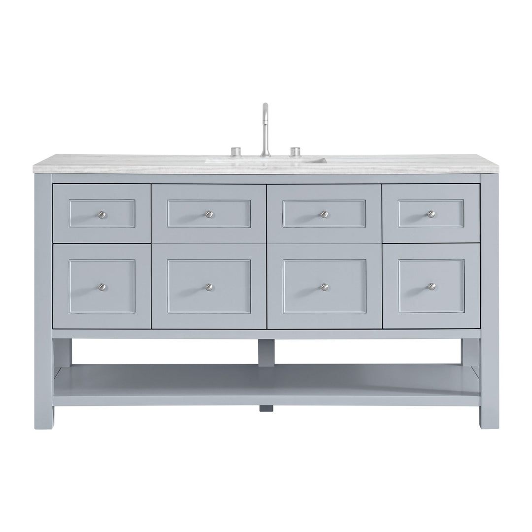 Breckenridge 60" Single Vanity, Serenity Blue, w/ 3 CM Arctic Fall Solid Surface Top
