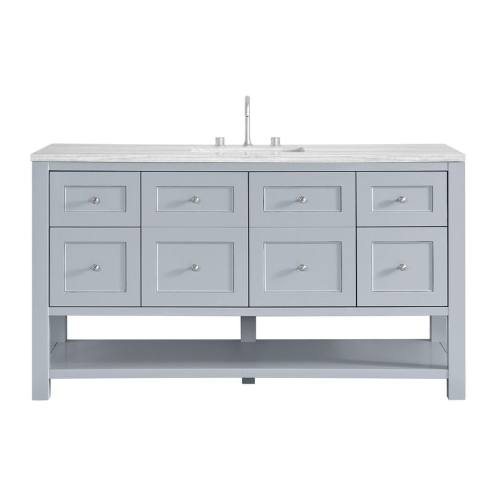 Breckenridge 60" Single Vanity, Serenity Blue, w/ 3 CM Arctic Fall Solid Surface Top