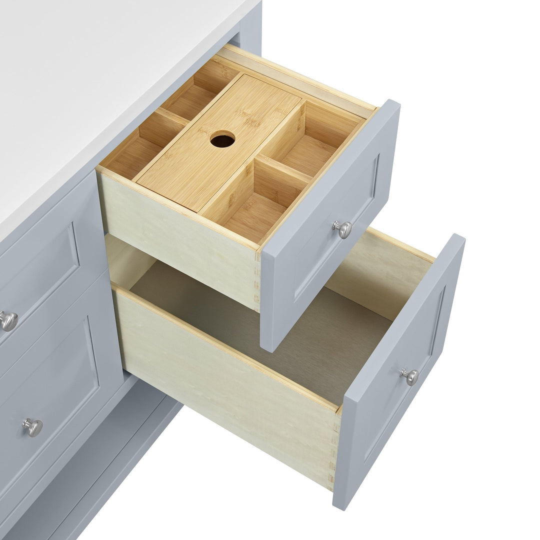 Breckenridge 60" Single Vanity, Serenity Blue, w/ 3 CM Arctic Fall Solid Surface Top